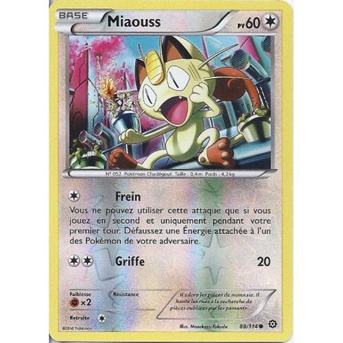 Carte Pokemon - Xy11 - Offensive Vapeur - Miaouss - Pv 60 - 88/114 - Holo Reverse - Vf