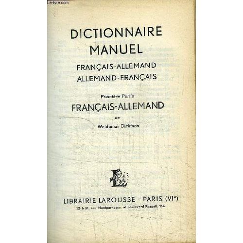 Dictionnaire Manuel Francais-Allemand / Allemand-Francais