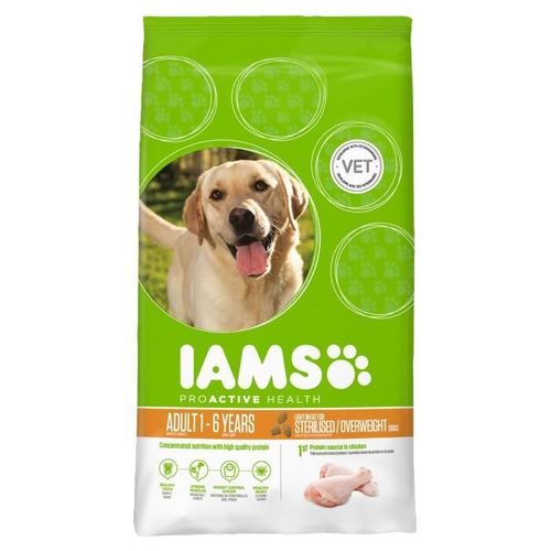 Iams Croquettes Light Au Poulet - Stérilisé Ou Surpoids - Toutes Races - 12kg - Pour Chien Adulte
