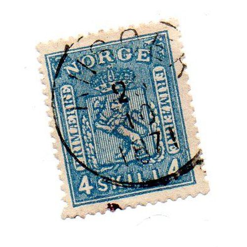 Norvège- 1 Timbre Oblitéré Année 1867- Héraldique- N°14