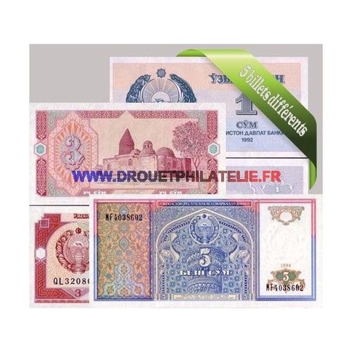 Ouzbekistan 5 Billets De Banque Differents