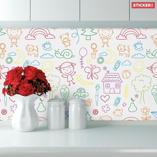 Crédence Adhésive Dessin Des Enfants 300 x 60 cm