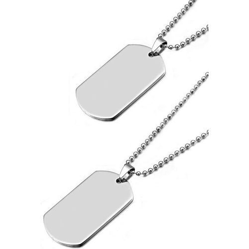 2 Pendentifs De L'armée,Étiquette En Acier Inoxydable Poli Pour Hommes Et Femmes,Collier De Style Militaire,Longueur De La Chaîne 69 Cm (Argent 27,1""), Plastique, Plastique