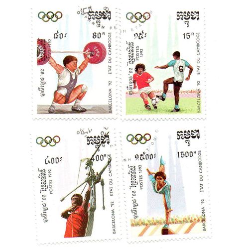 Cambodge- Lot De 4 Timbres Oblitérés- J.O Barcelone 92 