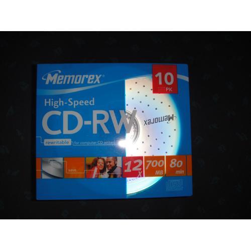 lot de 10 cd rw memorex 12x 700mb 80 min