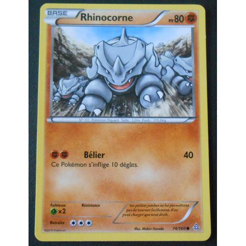 Pokémon - 74/160 - Xy - Primo Choc - Rhinocorne - Commune