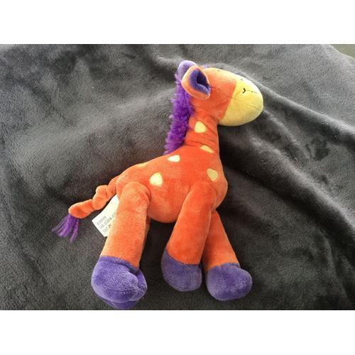 Peluche Girafe Nicotoy Orange Violet Bruit 