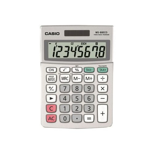 Casio MS-88ECO - Calculatrice de bureau - 8 chiffres - panneau solaire, pile
