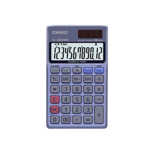 Casio SL-320TER+ - Calculatrice de poche - 12 chiffres - panneau solaire, pile