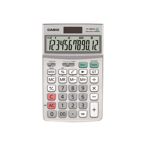 Casio JF-120ECO - Calculatrice de bureau - 12 chiffres - panneau solaire, pile