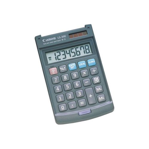 Canon LS-39E - Calculatrice de poche - 8 chiffres - panneau solaire, pile - gris foncé