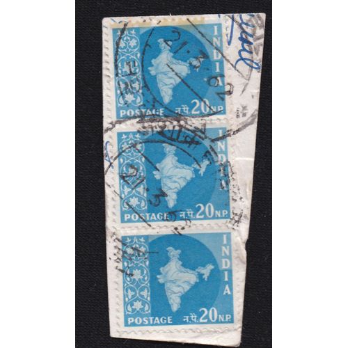 Timbre India (Indes) : Carte Des Indes, 20 N.P. (3 Timbres)