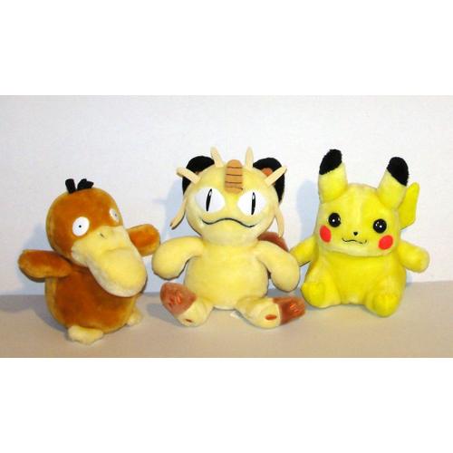 Pokemon Pikachu Miaouss Psykokwak Peluche Hasbro Nintendo 