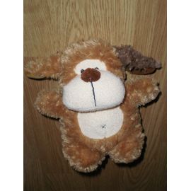 Doudou Peluche Tout Doux Cid Chien Hund Dog Marron Caramel Beige Nombril Croix