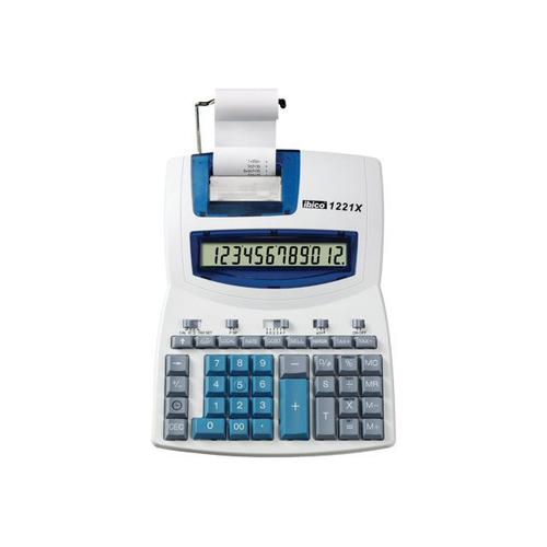 Rexel Ibico Semi-Professional 1221X - Calculatrice avec imprimante - LCD - 12 chiffres - adaptateur CA - blanc, bleu