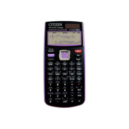 Citizen SR-270X College - Calculatrice scientifique - 10 chiffres + 2 exposants - panneau solaire, pile - noir, violet