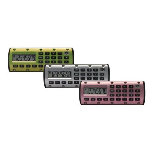 HP Quick Calc F2218AA - Calculatrice de poche - pile - argent, vert, rose (pack de 3)