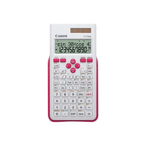 Canon F-715SG - Calculatrice scientifique - 10 chiffres + 2 exposants - panneau solaire, pile - blanc avec magenta