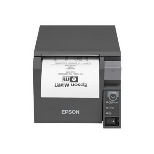 Epson TM T70II - Imprimante de reçus - thermique en ligne - Rouleau (8 cm) - 180 x 180 ppp - jusqu'à 250 mm/sec - USB 2.0, LAN - outil de coupe - gris foncé