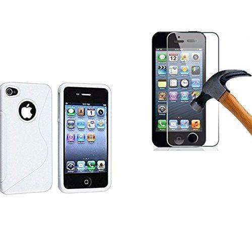 Hq-Cloud Iphone 4 / 4s - Coque Gel Silicone S-Line Couleur Blanc +1 Film De Protection Ecran En Verre Trempe