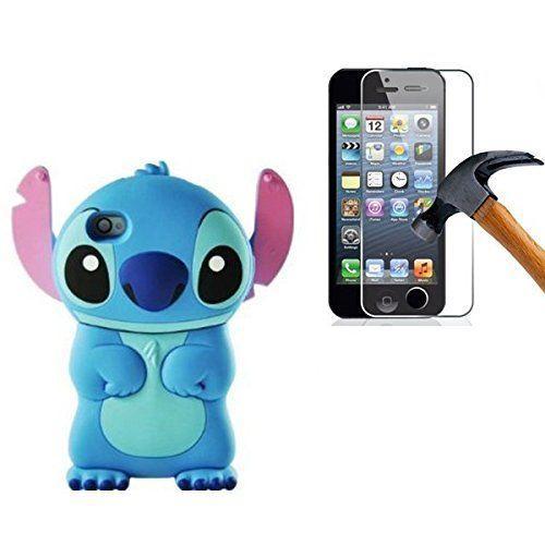 Hq-Cloud Coque Housse Etui En Silicone Pour Iphone 5 / 5s / 5g / Se - Lilo & Stitch - Bleu + 1 Film De Protection D'écran En Verre Trempé