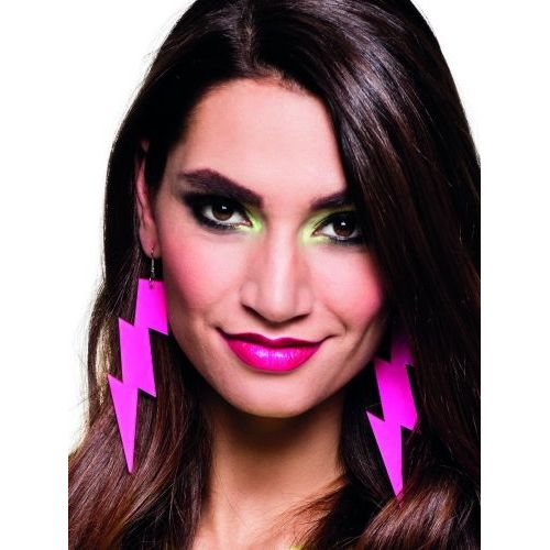 Boucles D'oreilles Éclair Rose Fluo Adulte,