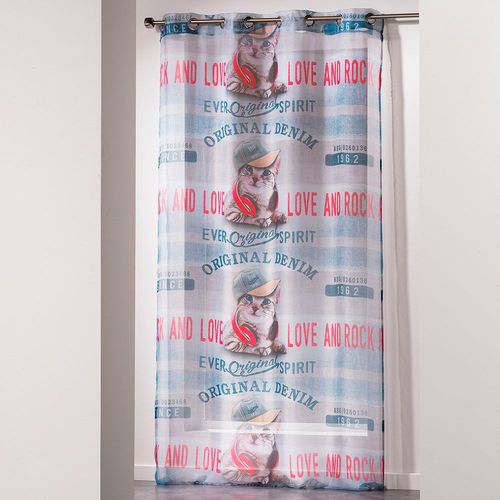 Panneau Voile - Oeillets - 140 X 240 Cm - Girly Cat - Multicolore Multicolore