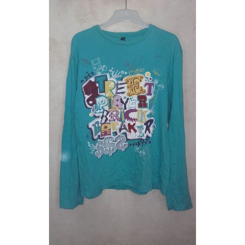 T-Shirt Manches Longues Kiabi Garçon 14 Ans Bleu Azur