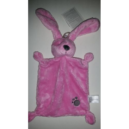 Doudou Plat Lapin Rose C&a Niotoy Rose Empreinte De Patte Marron/Gris Jouet Bebe Naissance Peluche Éveil Enfant Blanket Comforter Soft Toys