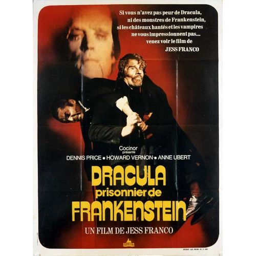 Dracula Prisonnier De Frankenstein - Véritable Affiche De Cinéma Pliée - Format 120x160 Cm -De Jesus Franco Avec Howard Vernon, Dennis Price, Fernando Bilbao, Alberto Dalbes- 1972