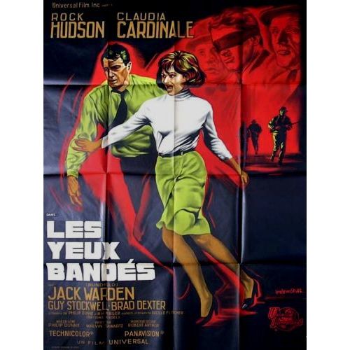 Les Yeux Bandés (Blindfold) - Véritable Affiche De Cinéma Pliée - Format 120x160 Cm - De Philip Dunne Avec Rock Hudson, Claudia Cardinale, Jack Warden, Guy Stockwell, Brad Dexter - 1965