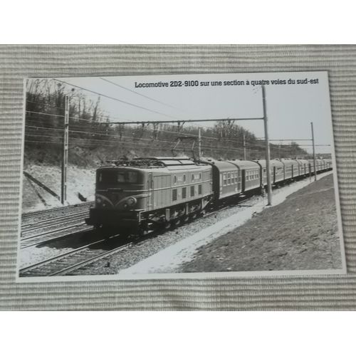 Carte Postale Train : Locomotive 2d2-9100 Sur Une Section A Quatre Voies Du Sud-Est-Editions Atlas