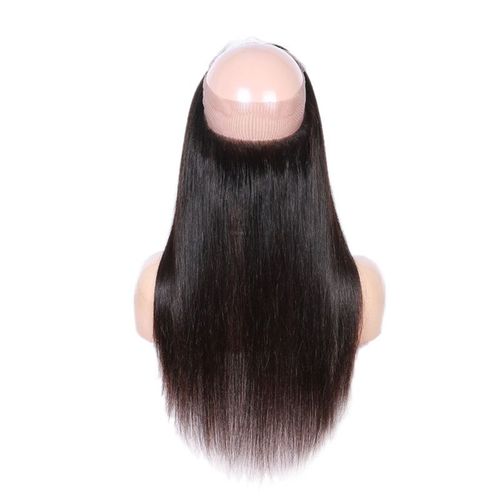 Vk 14"/35cm 360 Lace Frontal Full Lace Band Natural Noir- Lisse Breseilien Vierge Remy Cheveux 100% Humain Hair 