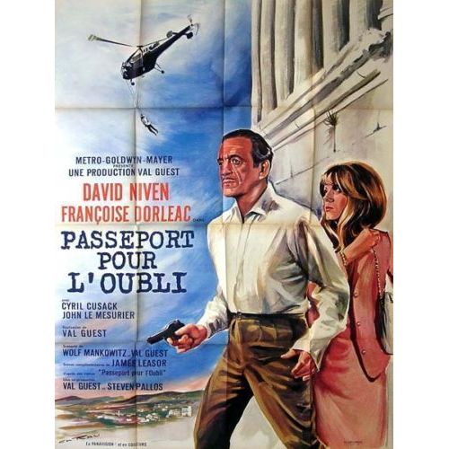 Passeport Pour L Oubli /Where The Spies Are- Véritable Affiche De Cinéma Pliée - Format 120x160 Cm - De Val Guest Avec David Niven, Cyril Cusack, Francoise Dorleac, Alan Gifford, Noel Harrison - 1965