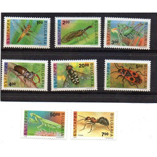Bulgarie- Série Complète De 8 Timbres Neufs Sans Gomme- Insectes