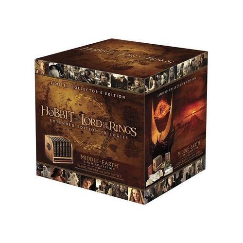 Le Hobbit Et Le Seigneur Des Anneaux, Les Trilogies - Édition Collector "Middle Earth" - Blu-Ray Films Versions Longues + Intégrale Bonus + Livre Rouge De La Marche De L'ouest + Peintures