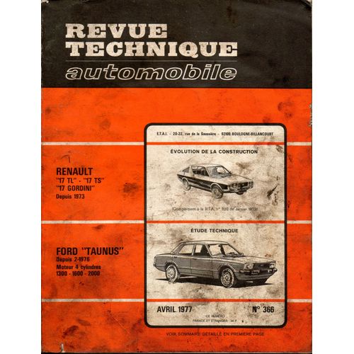Revue Technique Automobile N° 366 Ford Taunus 1300 / 1600 / 2000 Depuis 1976