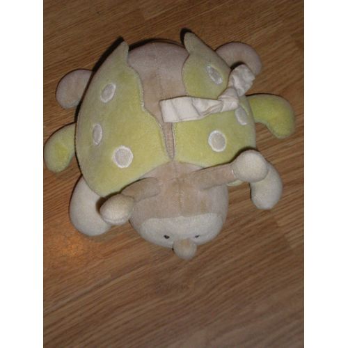 Doudou Peluche Activité Abeille Papillon Coccinelle Ladybird Boite À Musique Musical 22 Cm Beige Vert Jaune Crème Pois Babysun Baby Sun Aubert