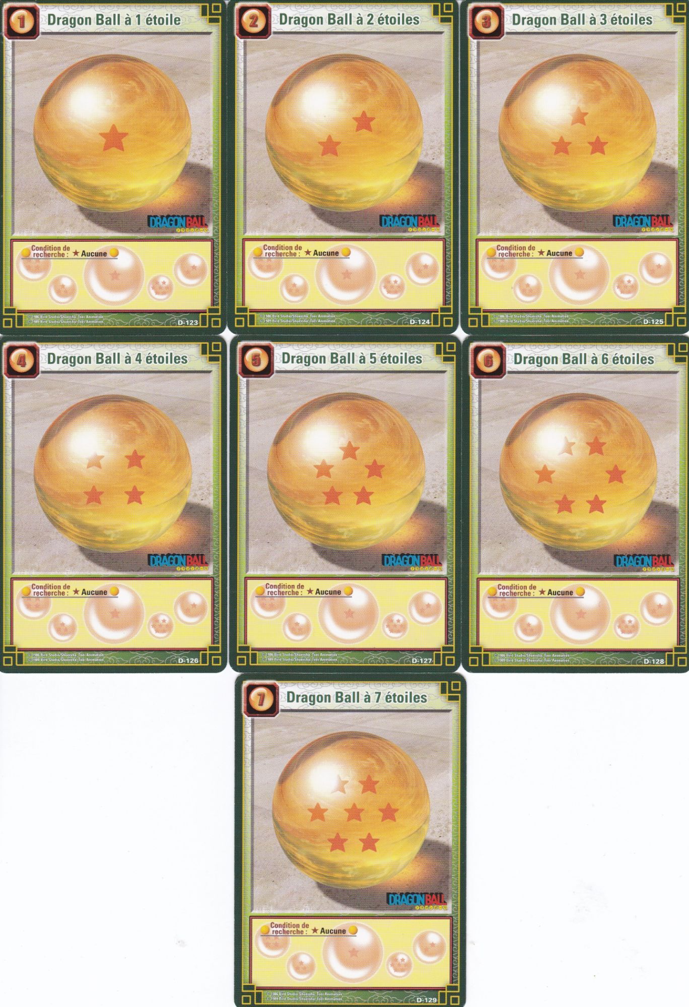 7 Cartes Dragon Ball Z - D-123/D-124/D-125/D-126/D-127/D-128/D-129 ...