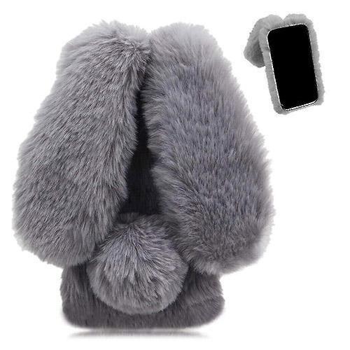 Étui Pour Samsung Galaxy S21 Fe 5g Mignon Lapin Lapin Furry Lapin Housse De Protection Pour Fourrure De Lapin Charmant Peluche Automne Et Hiver - Gris