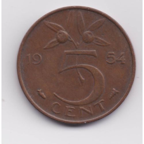 5 Cent (Stuiver) Juliana 1954 Pays Bas