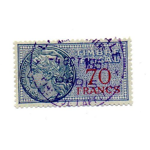 France- Timbre Fiscal 70f- Médaillon De Daussy- Cachet 04 Octobre 1950