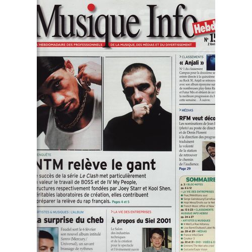 Musique Info / 02-02-2001 N°153 : Faudel (1,5p) - Serge Gainsbourg (1/2p) - Eminem (1/2p)