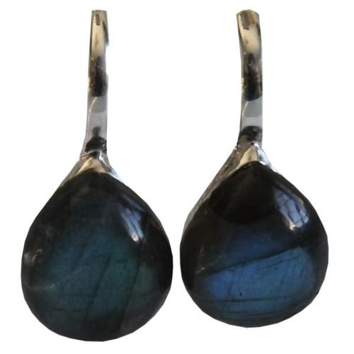 Boucles D'oreilles Labradorite Argent 925 Bombées