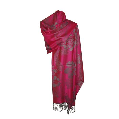 Etole Écharpe Pashmina Et Soie - Motifs Arabesques Et Roses 