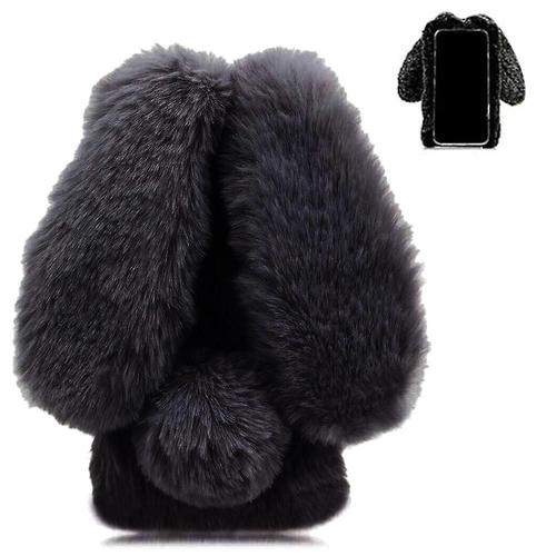 Étui Pour Samsung Galaxy S21 Fe 5g Mignon Lapin Lapin Furry Lapin Housse De Protection Pour Fourrure De Lapin Peluche Charmant Automne Et Hiver - Noir