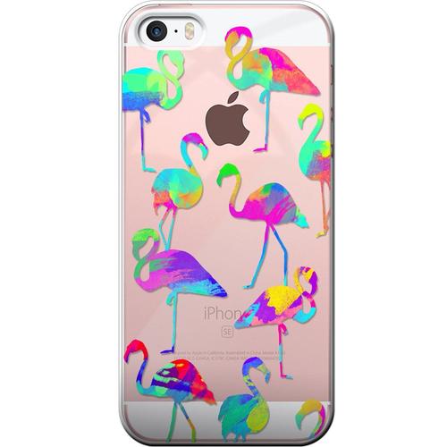 Coque Rigide Transparente Flamants Roses Multicolore Pour Iphone 5/5s/Se