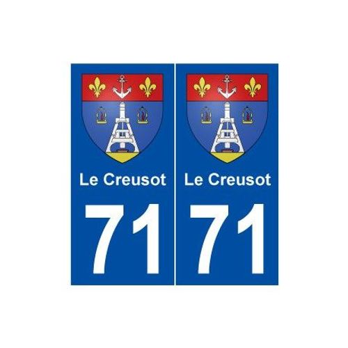 71 Le Creusot Blason Autocollant Plaque Stickers Ville - Couleur : Droits - Angles : Droits