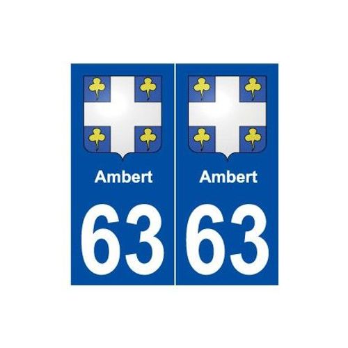 63 Ambert Blason Autocollant Plaque Stickers Ville - Couleur : Droits - Angles : Droits