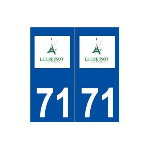 71 Le Creusot Logo Autocollant Plaque Stickers Ville - Couleur : Droits - Angles : Droits